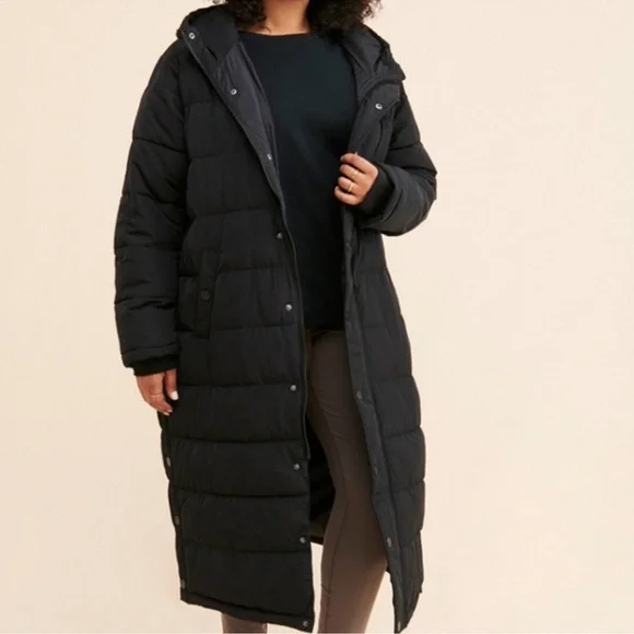 Free People X Universal Standard Everest Black Long Puffer Coat - Picture 6 of 13